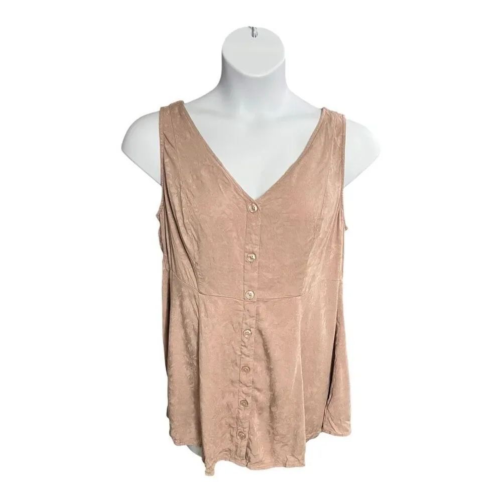 Torrid Fit And Flare Jacquard Button-Front Tank size 2 Dusty Rose Summer